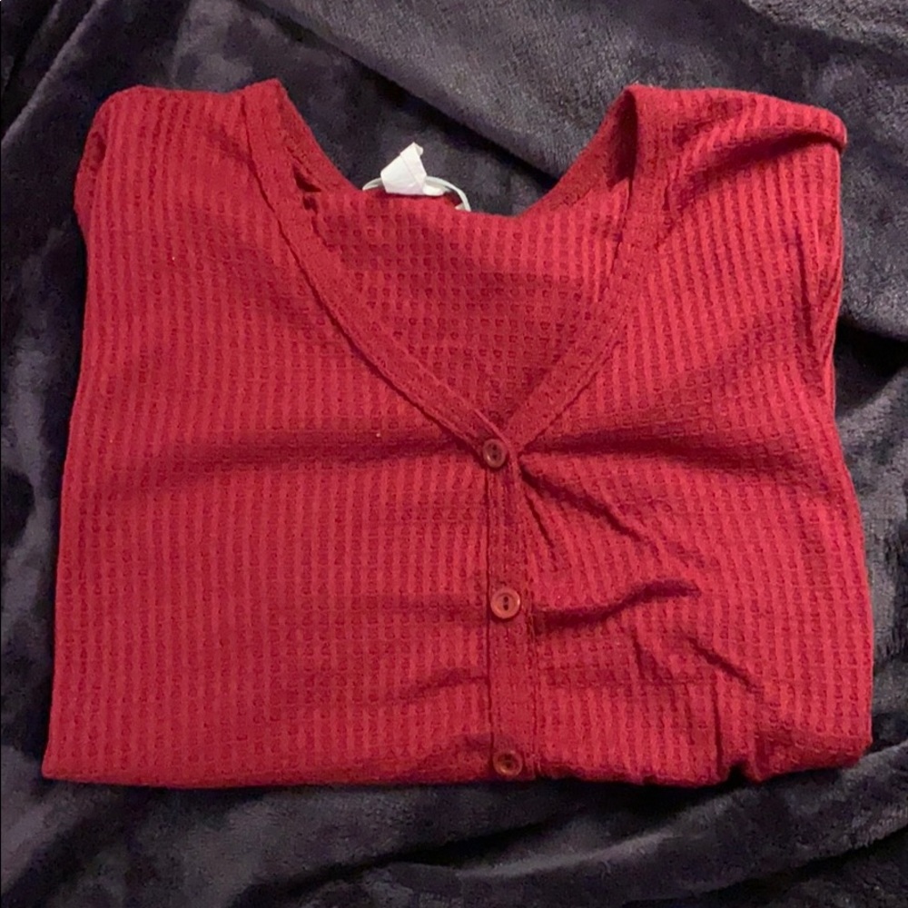 Red Waffle Knit Tee